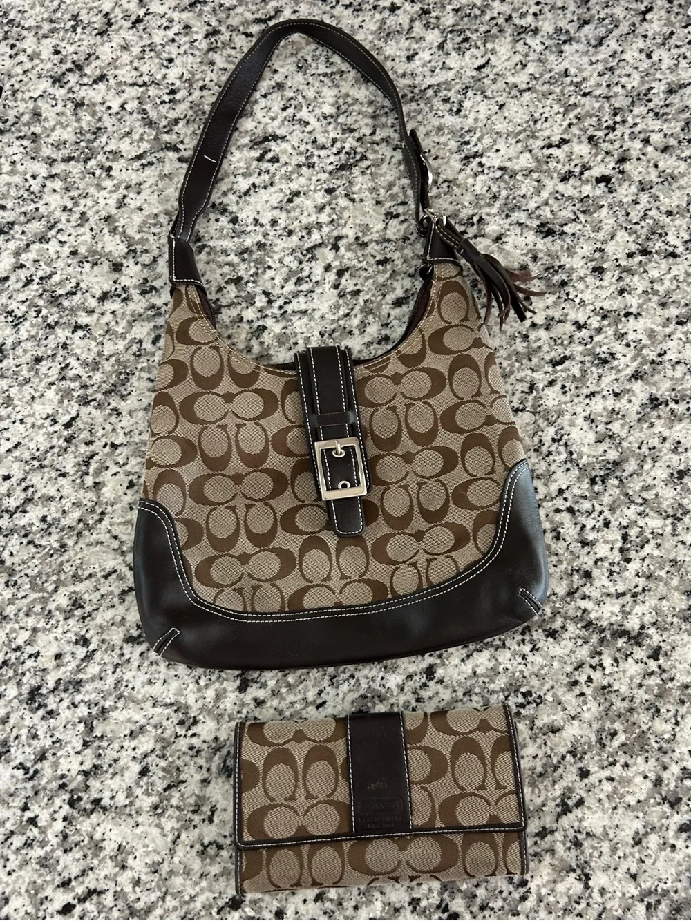 Coach Signature Soho Hobo Purse & Matching Wallet Set